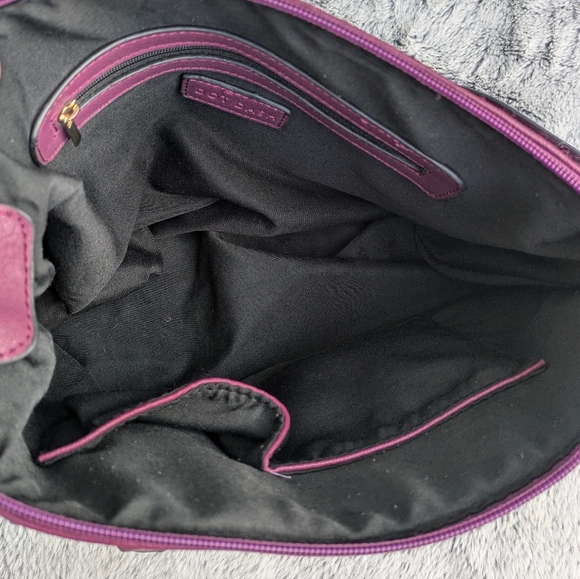 Dot Dash Vegan Leather Satchel Top Handle & Crossbody Strap Purple - Picture 10 of 16